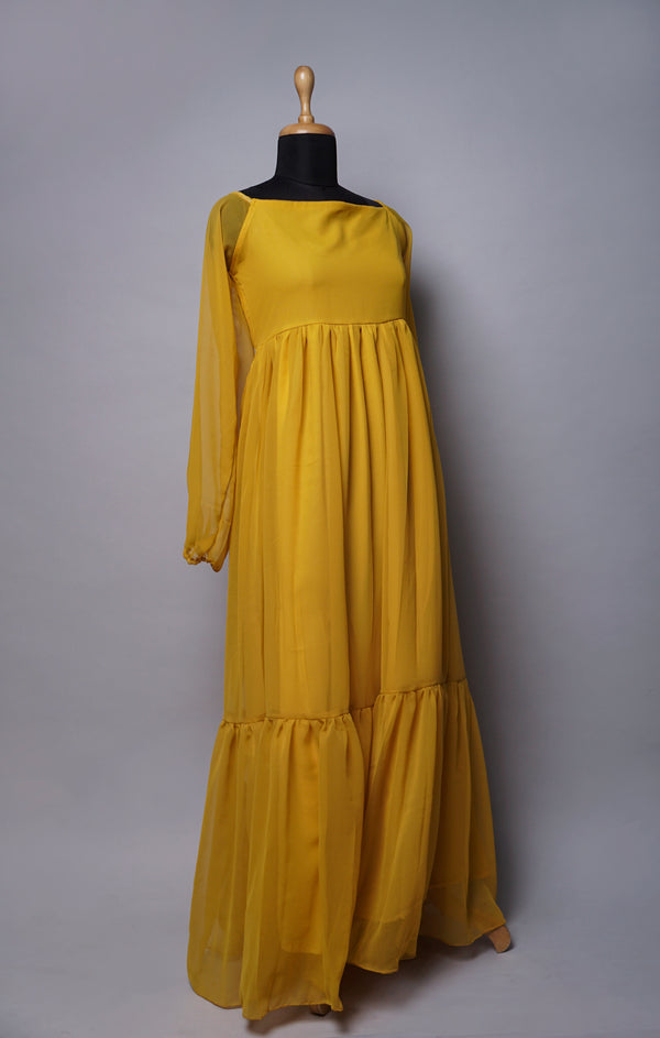 Yellow Georgette Full Dress
