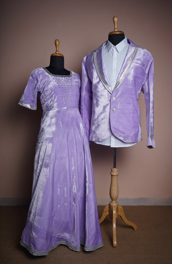 Lavender Velvet with Special Stone Patch in Couple Clothing