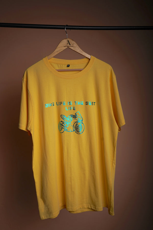 Foil Worked Yellow Mens Tshirt