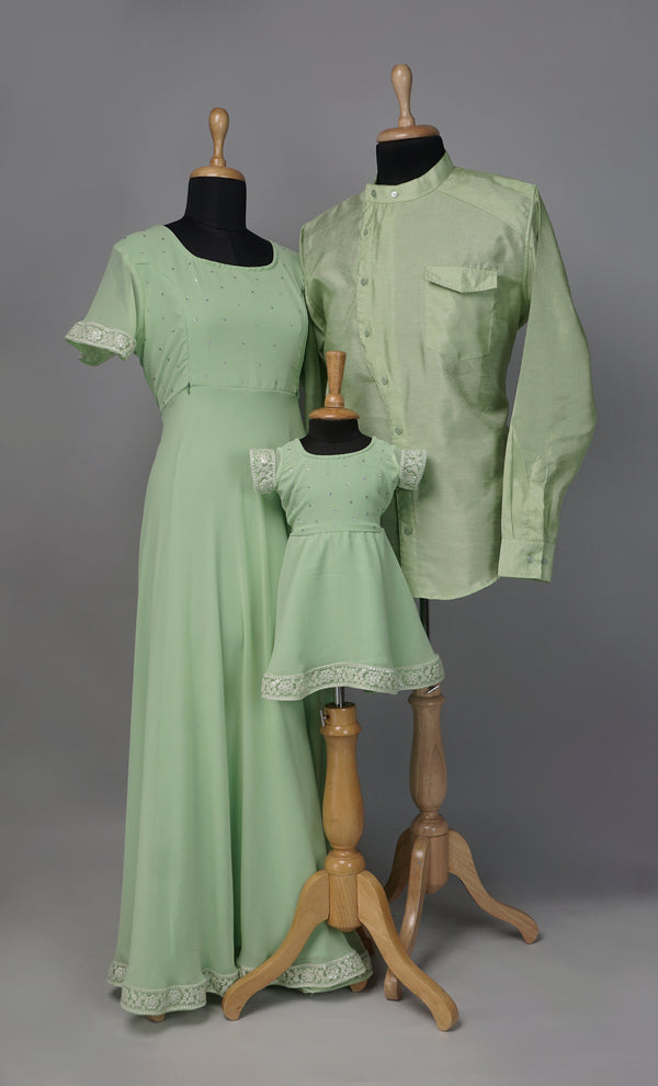 Light Green Family Combo Matching Set