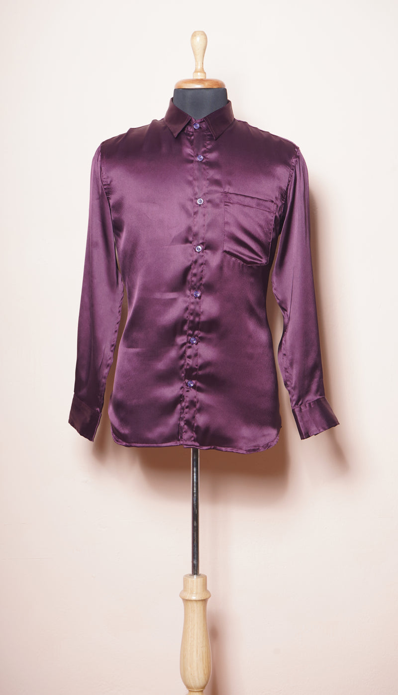 Purple Satin Mens Shirt