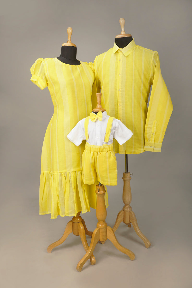Yellow Stripe Family Combo Matching Set