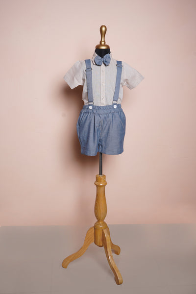 Light Blue and Peach Colour Cotton Boy kid Birthday Dress