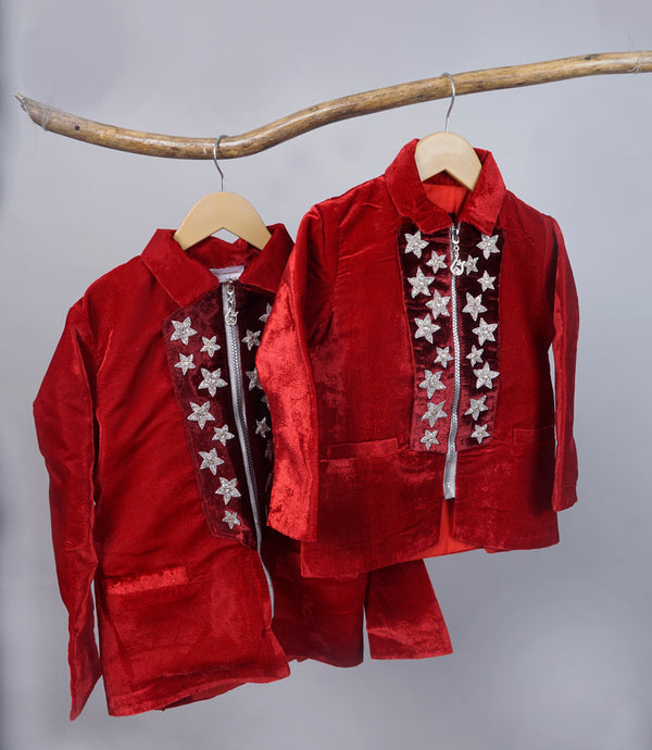 Red Star Embroidered Sibling Combo