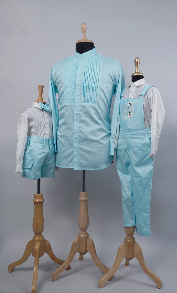 Light Blue with White Formal Dad and Son Combo Matching Set