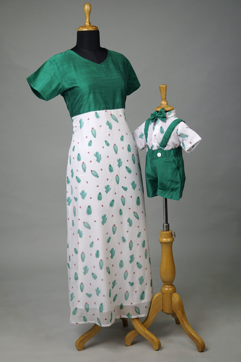 Cactus Georgette Mom & Son Combo Matching Set