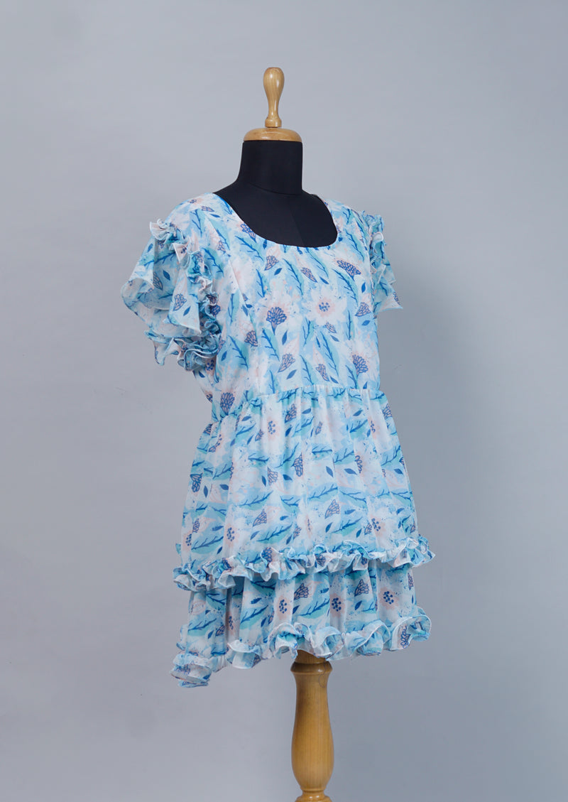 Light Blue Printed Maternity Wear
