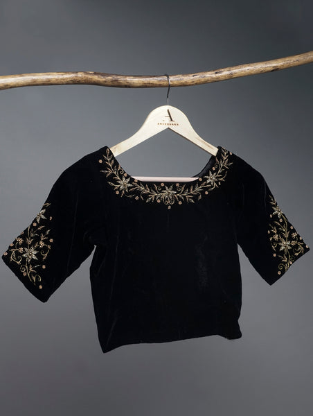 Black with Gold Aari Work Blouse