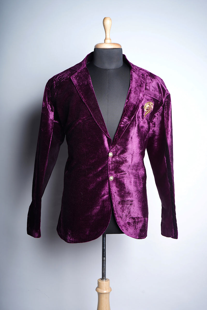 Purple Velvet with Speacial Embroidrey work in Men Blazer