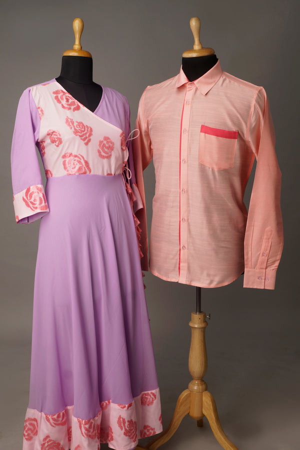 Violet  Pink Couple Combo Matching Set