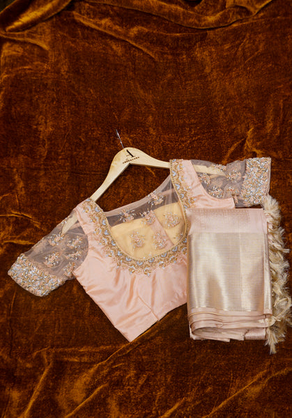 Tale Orange Zardosi & Theard Aari Worked Blouse