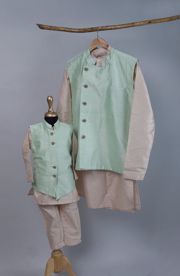 Mint Green with Sandal Grand Dad and Son Combo Matching Set