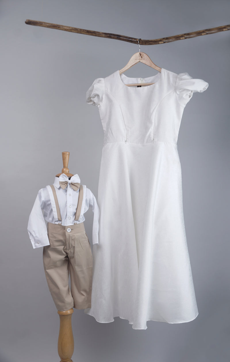 White Mom and Son Combo Matching Set