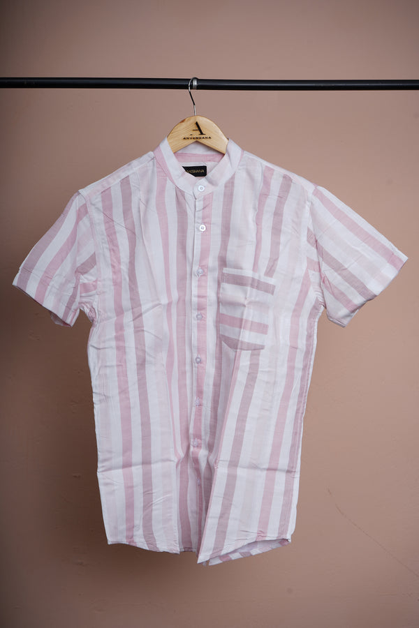 Pink and White Stripes Mens Cotton Shirt