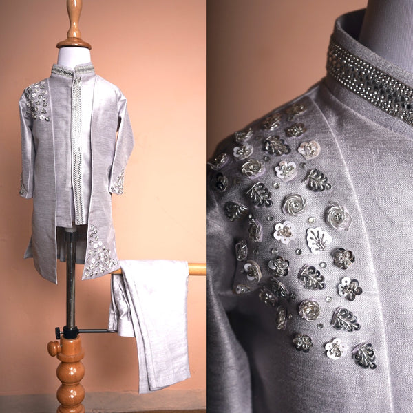 Grey Embroidered Indowestern Wear