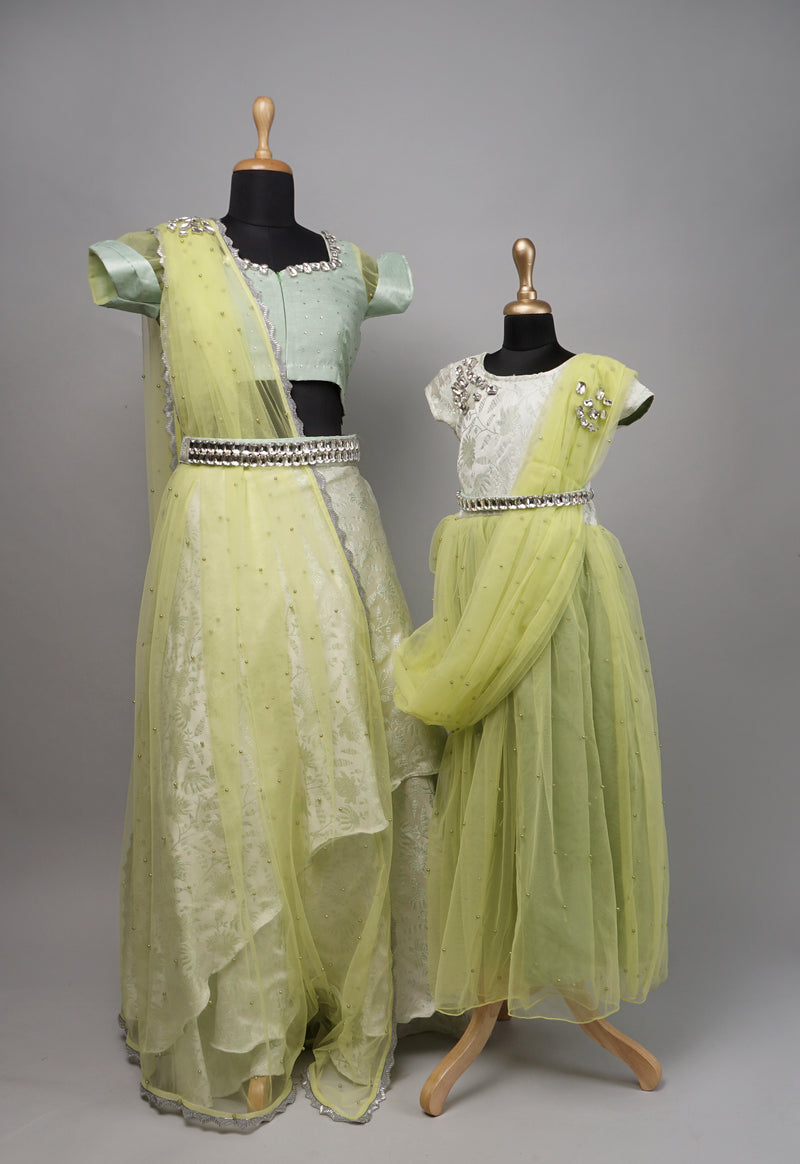 Lime Green Grand Mom and Daughter Combo Matching Set