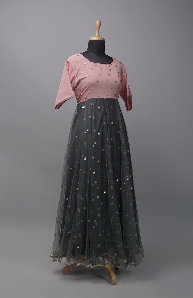 Peach with Grey Women Full Dress Anveshana Clothing Peach with Grey Women Full Dress Anveshana Clothing