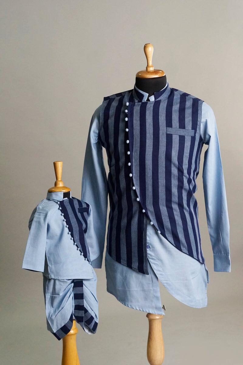 Blue Striped Dad and Son Matching Set