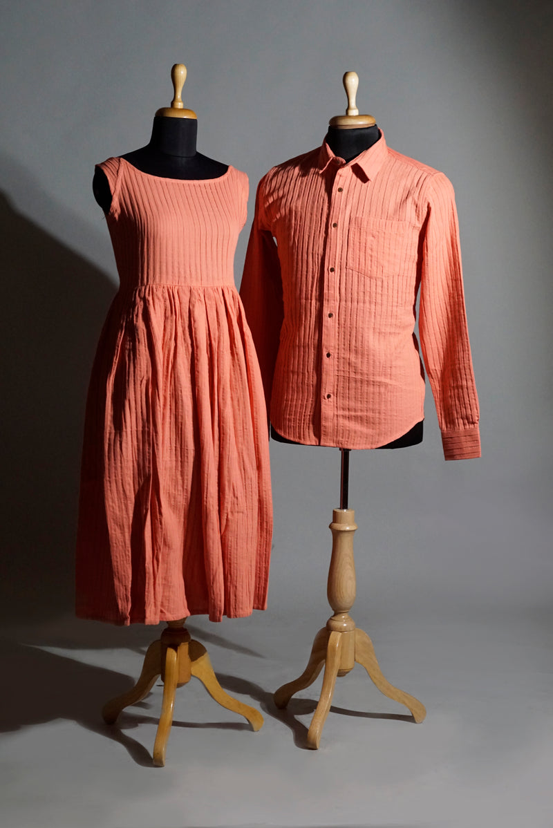 Orange Cotton Couple Combo Matching Set