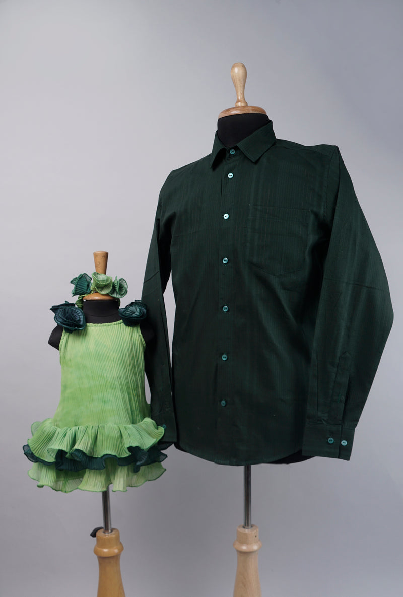Bottle Green Dad and Daughter Combo Matching Set
