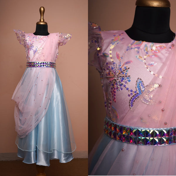 Pastel Pink and Blue Elegant Dress