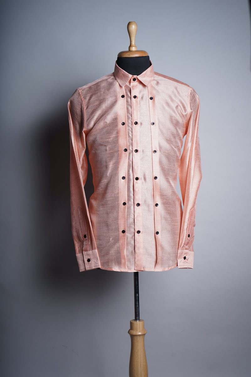 Peach colour Mens Double Pleated Shirt