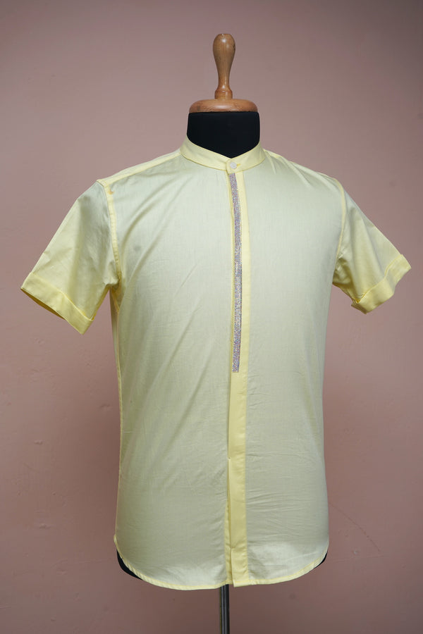 Pastel Yellow Embellished Shirt