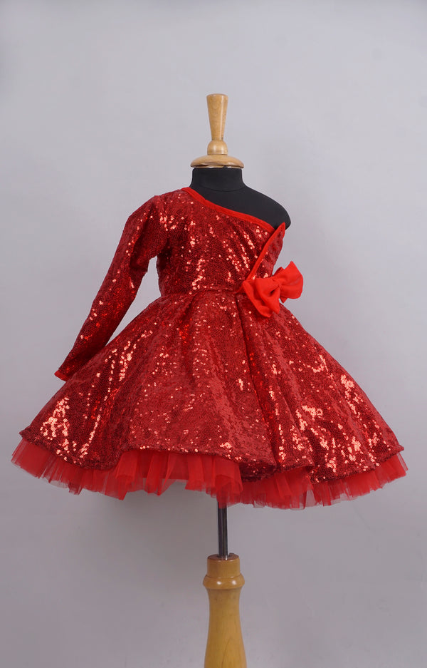 Red Sequin Grand Party Girl's Custom Made Dresses