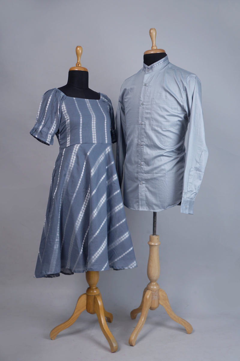 Grey Cotton Causal Couple Combo Matching Set