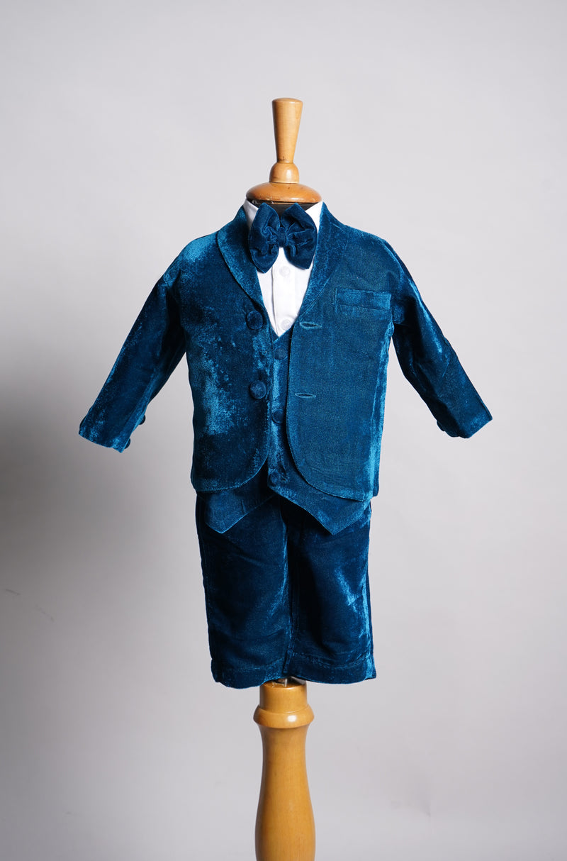 Ocean Blue Velvet kid Formal Suit
