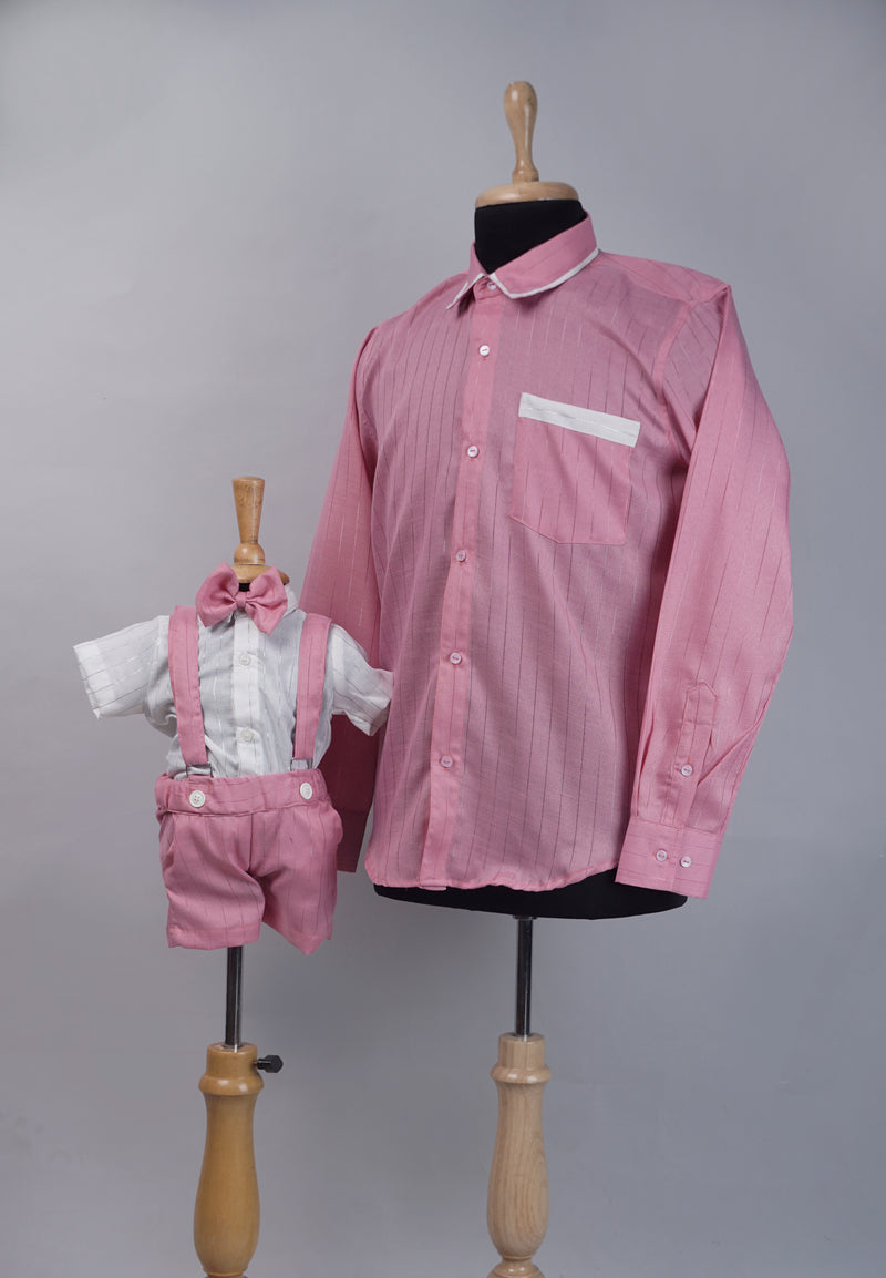 Pink with White Casual Dad and Son Combo Matching Set