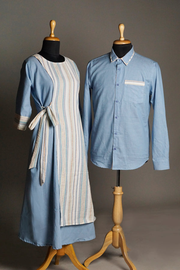 Sky Blue with Half White Couple Combo