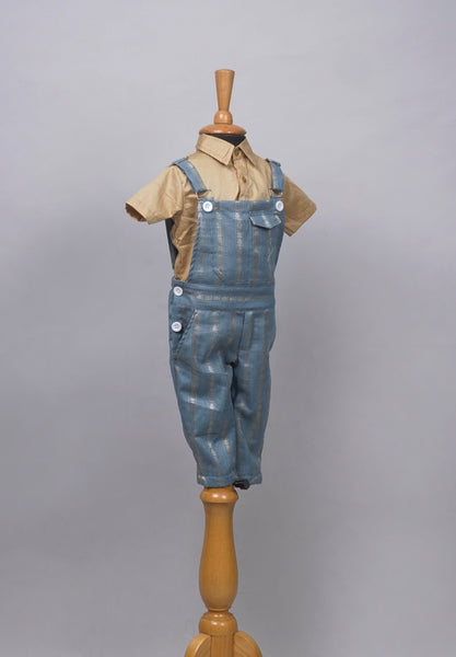 Blue With Gold Dungaree Set for Boys