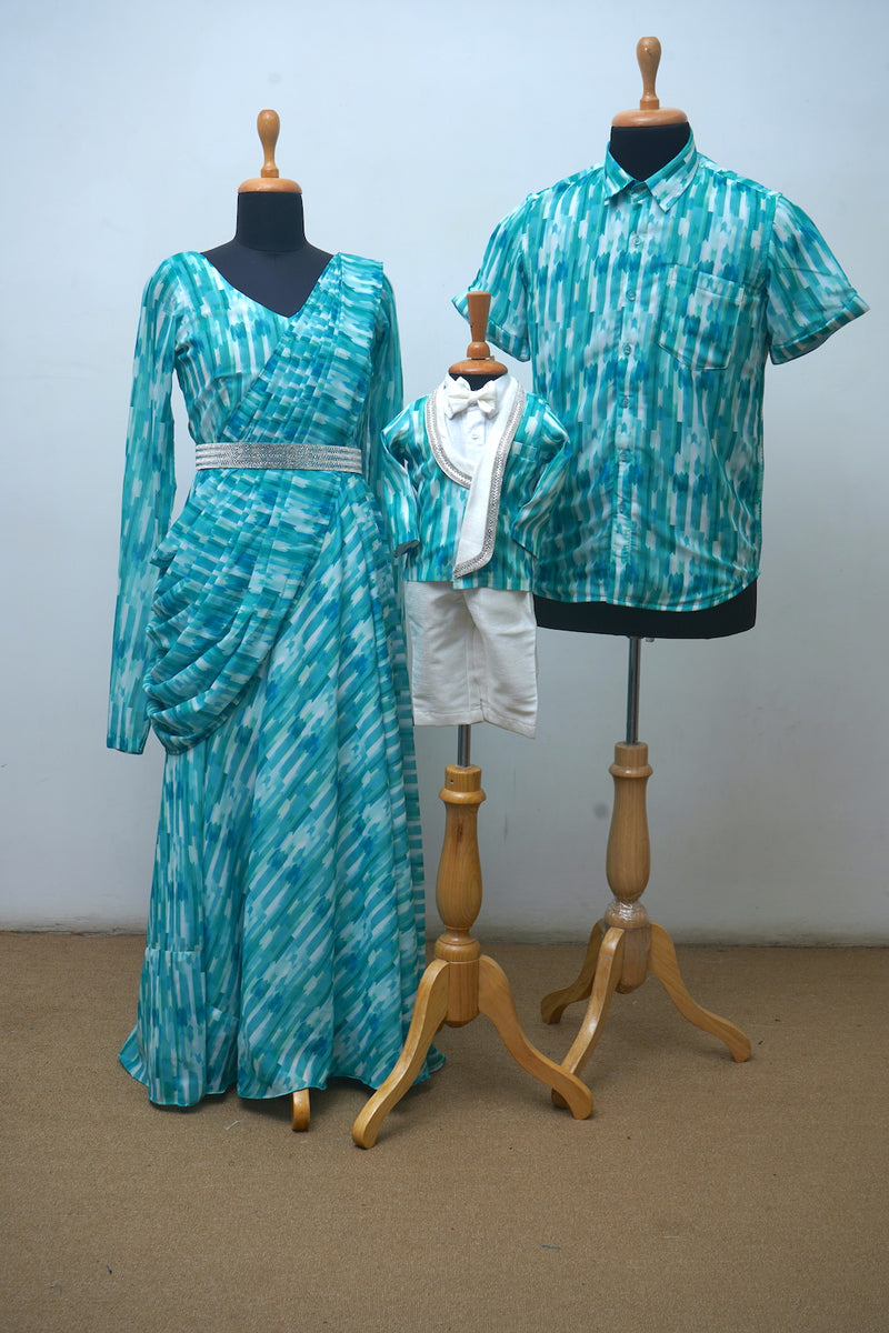 Teal Georgette Family Clothing
