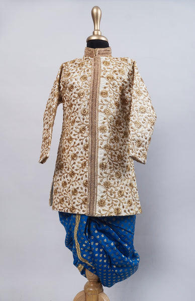 Half White Aari worked Grand Boy's Birthday Suits