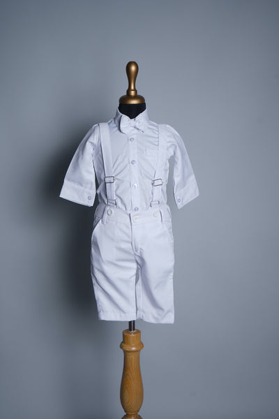 White Suiting Fabric in Boy kid Birthday Dress