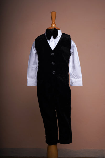 Black Velvet and white cotton Boy kid Birthday Wear