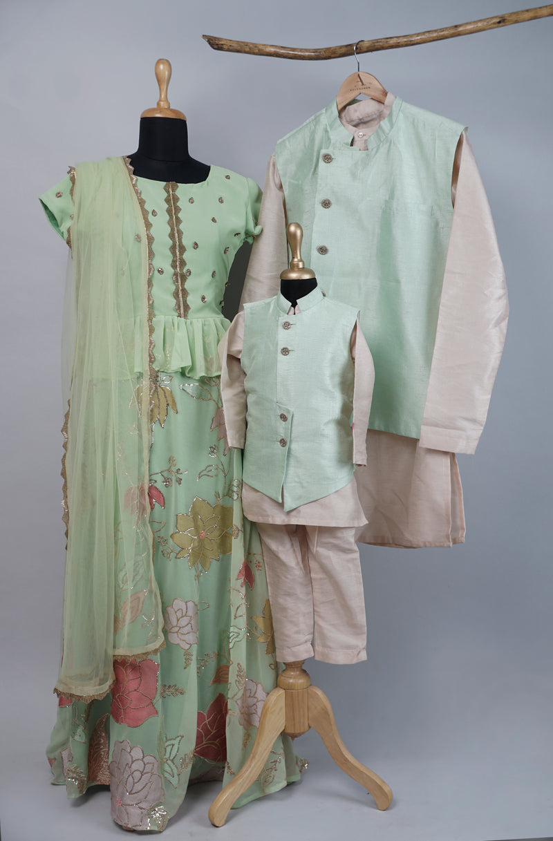 Mint Green with Sandal Grand Family Combo Matching Set