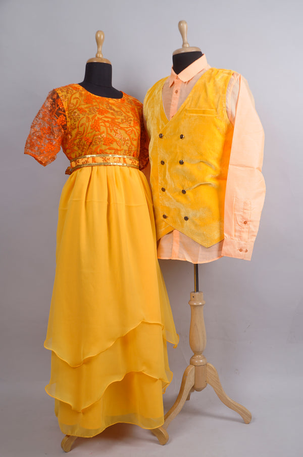 Yellow with Orange Functional Couple Combo Matching Set