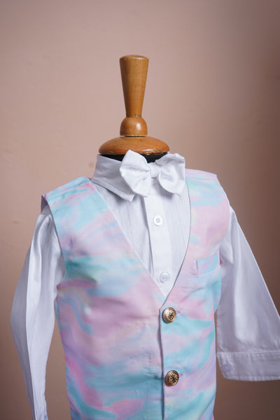 White Shirt and Dual colour Waist Coat Boy kid Birthday Dress