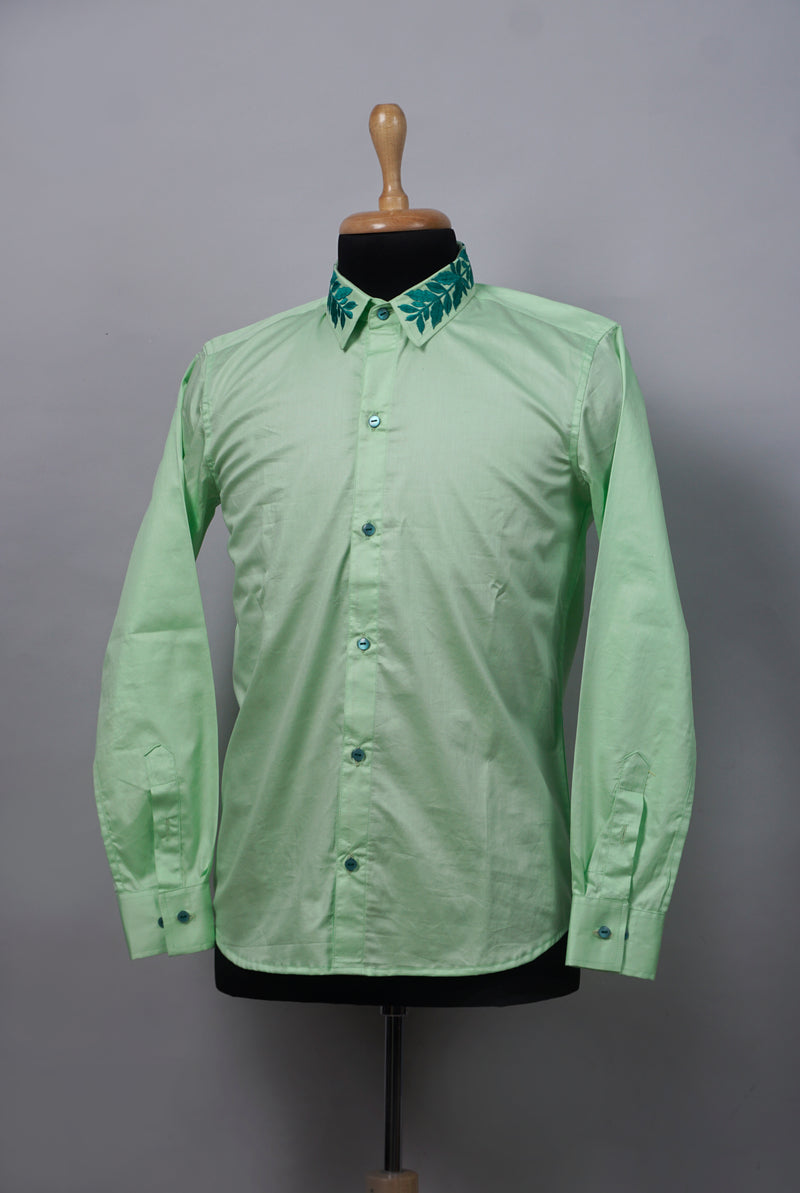 Light Green with Collar Embroidered