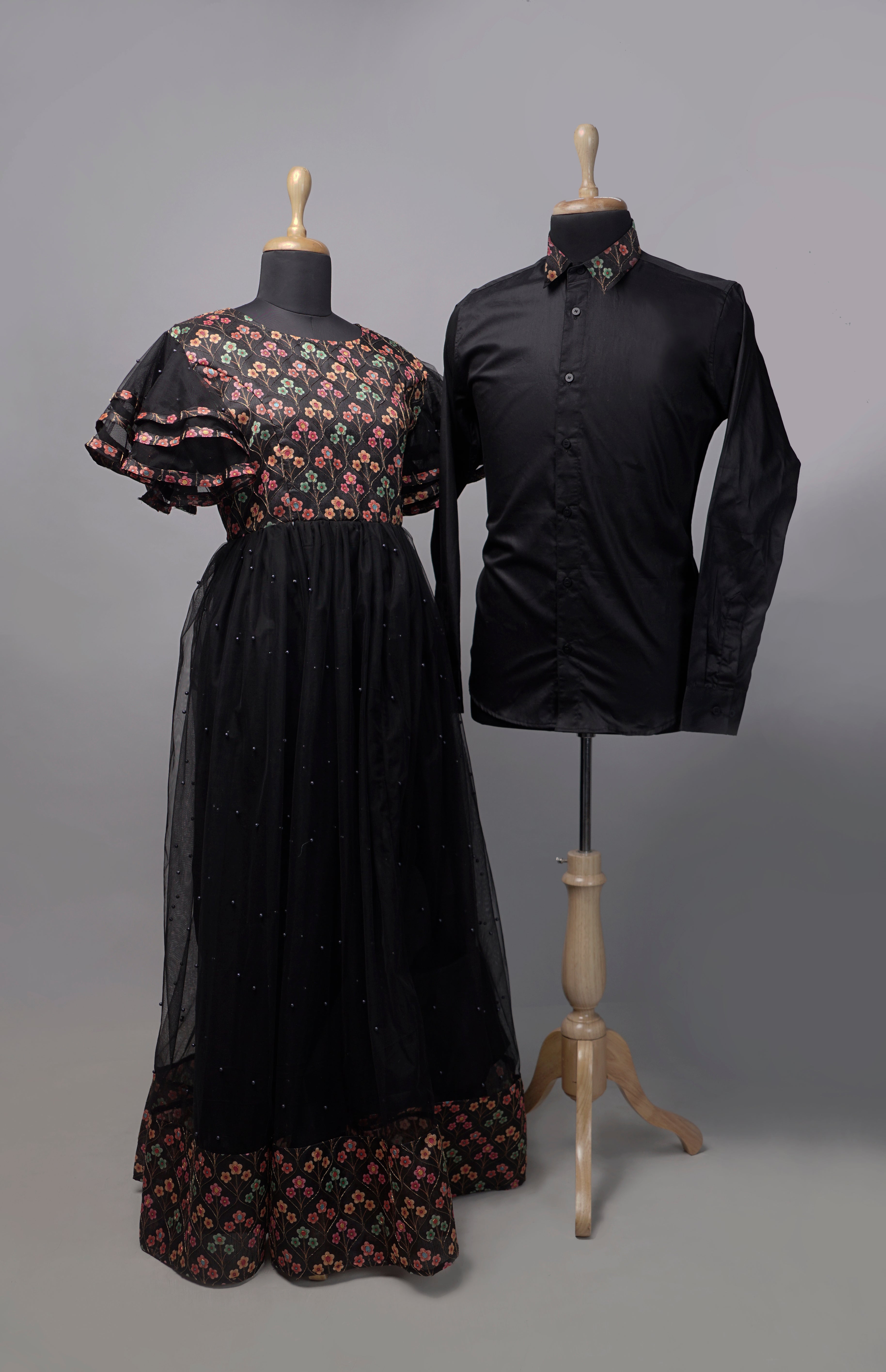 Black Fishscale Couple Combo Matching Set Anveshana Clothing