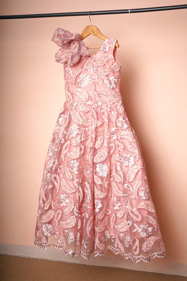 Peach Embroidered Party wear