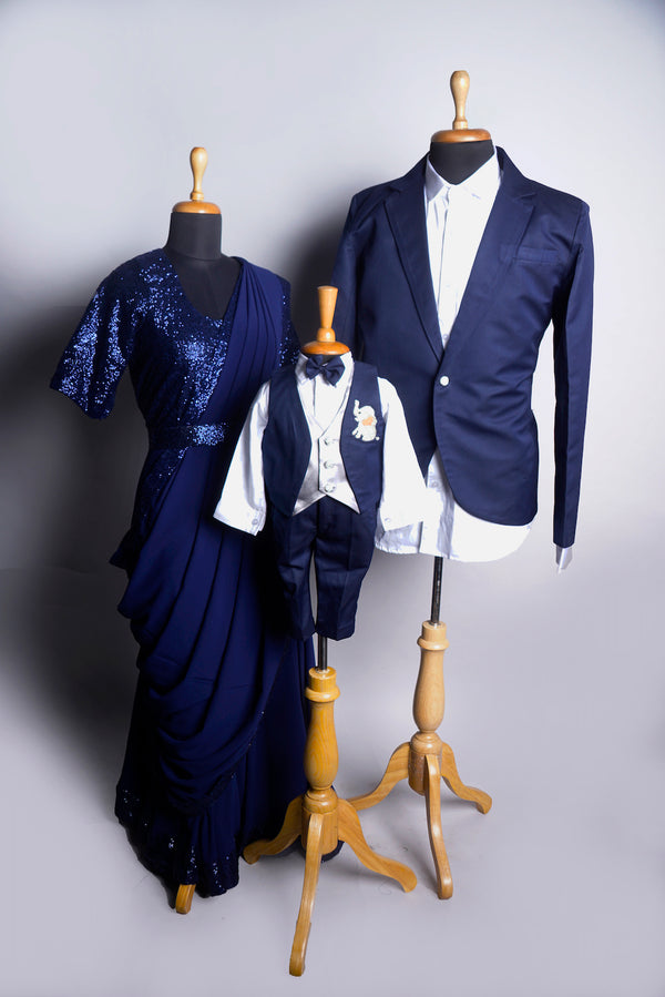 Blue Full Suit and Sequin with Georgette Special Embroidery work in Family Clothing