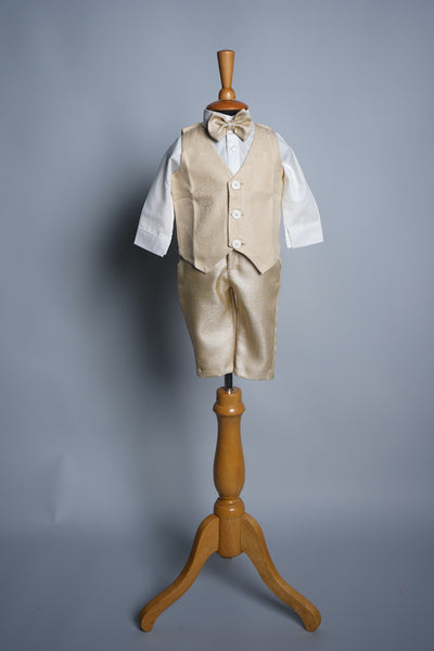 Sandal Suiting Fabric and White Cotton Fabric in Boy Kid Birthday Dress