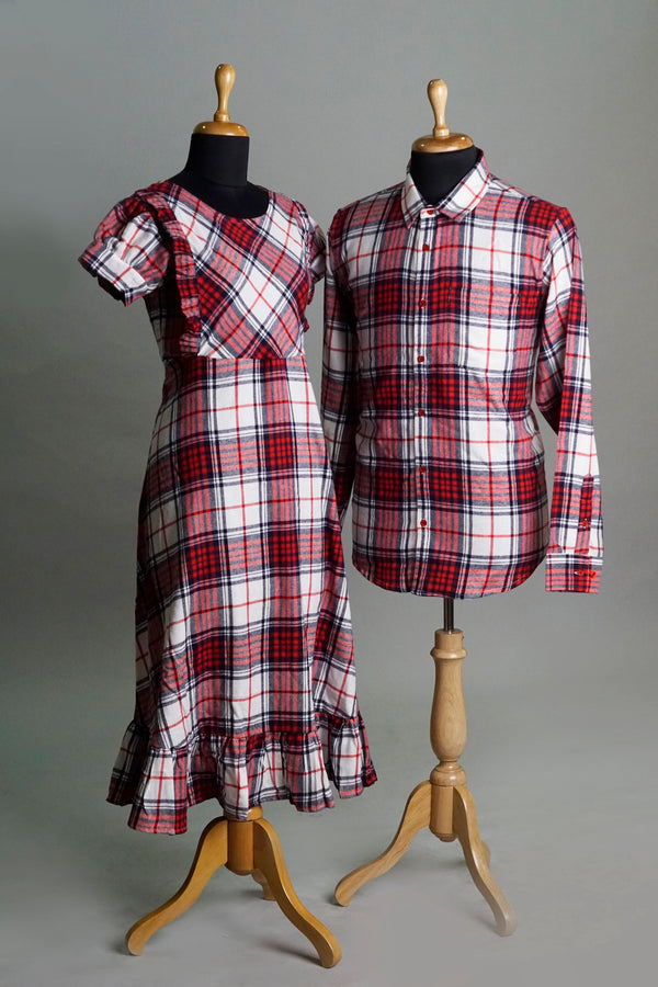 Red Checked Couple Combo Matching Set