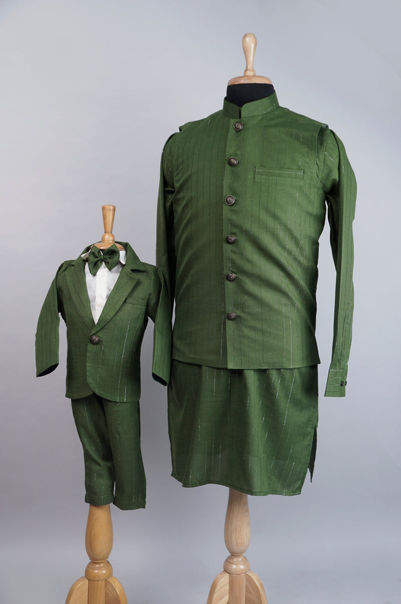 Green Lurex Dad and Son Combo Combo Matching Set
