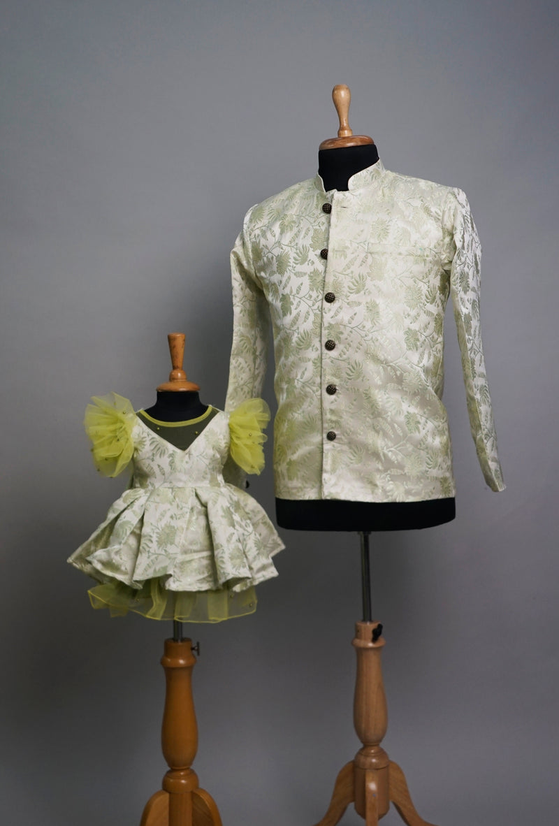Lime Green Grand Dad and Daughter Combo Matching Set