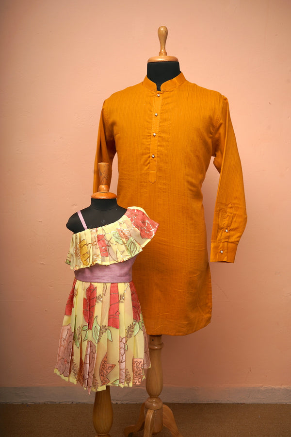 Yellow Sequined Indowestern wear