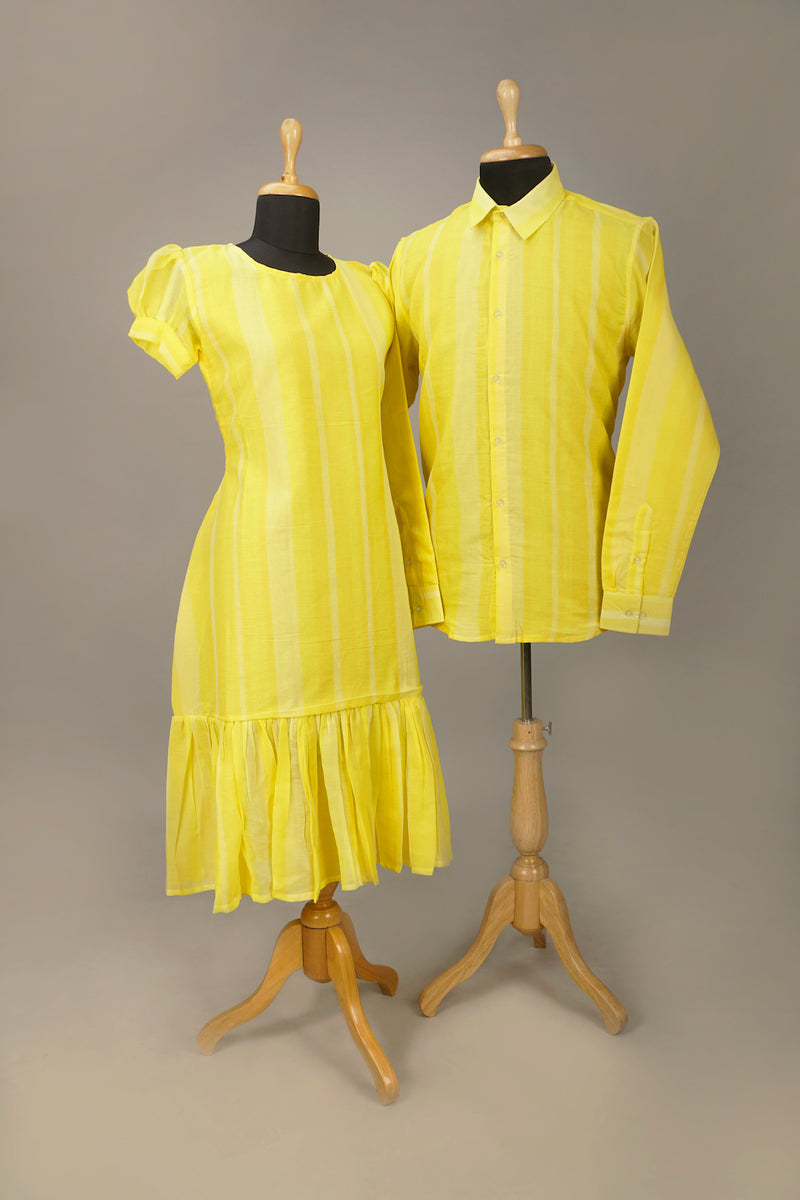 Yellow Stripe Couple Combo Matching Set
